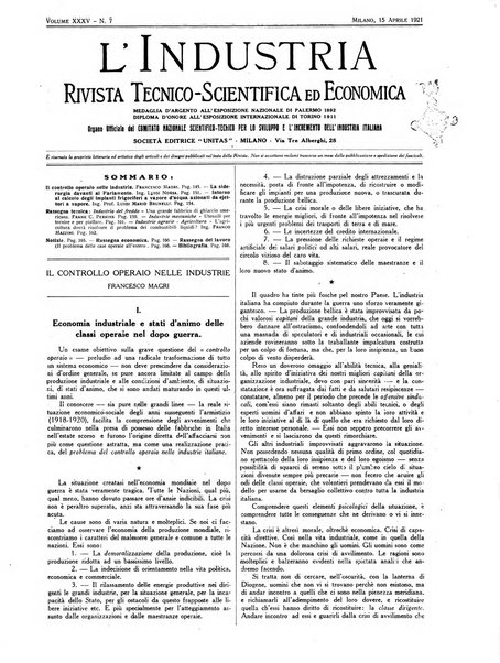 L'industria rivista tecnica ed economica illustrata