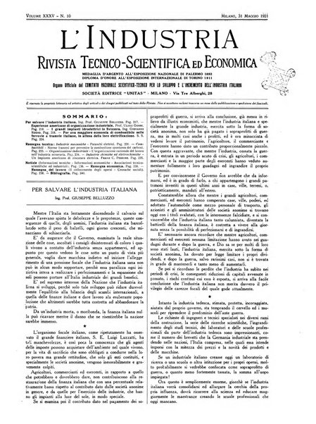 L'industria rivista tecnica ed economica illustrata