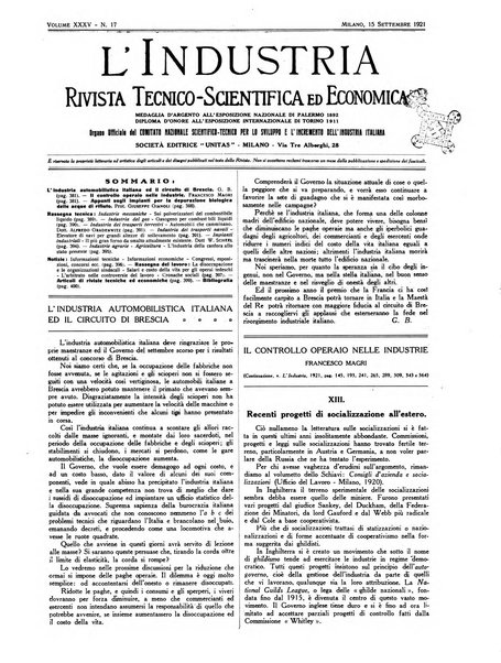 L'industria rivista tecnica ed economica illustrata