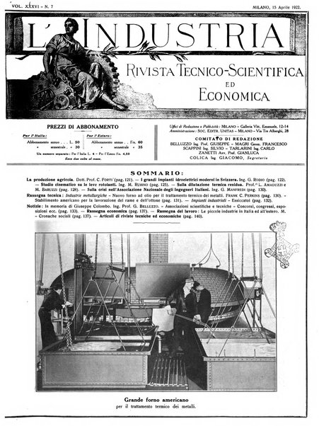 L'industria rivista tecnica ed economica illustrata