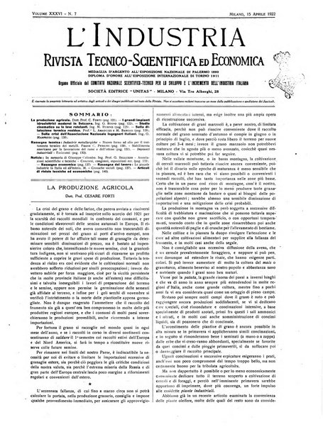 L'industria rivista tecnica ed economica illustrata