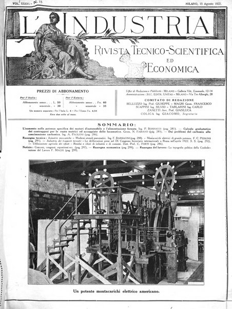 L'industria rivista tecnica ed economica illustrata