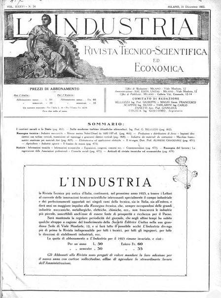 L'industria rivista tecnica ed economica illustrata