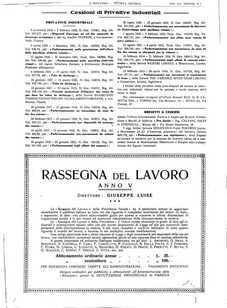 L'industria rivista tecnica ed economica illustrata