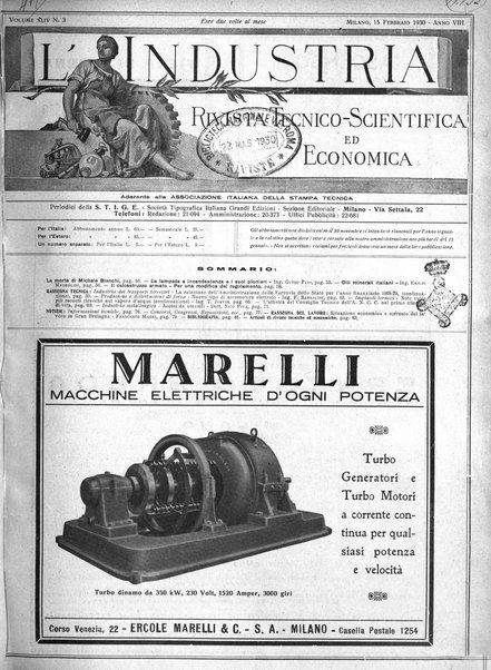 L'industria rivista tecnica ed economica illustrata