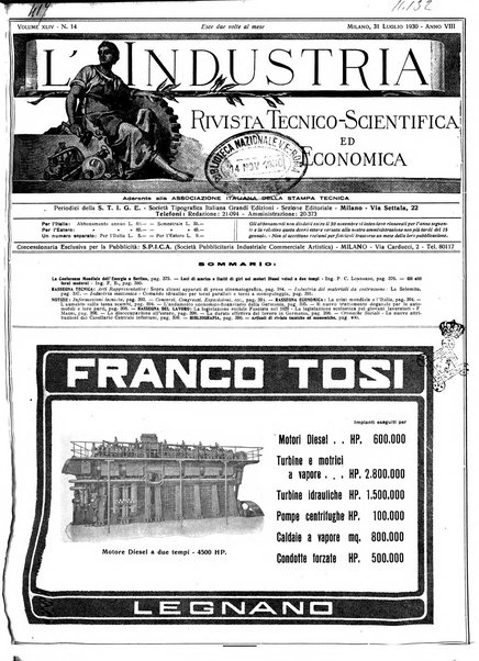 L'industria rivista tecnica ed economica illustrata