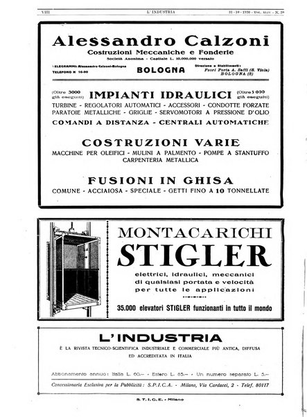 L'industria rivista tecnica ed economica illustrata