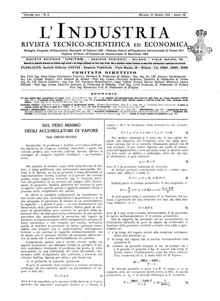 L'industria rivista tecnica ed economica illustrata