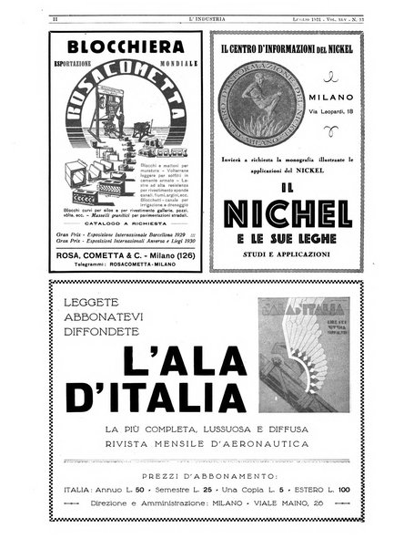 L'industria rivista tecnica ed economica illustrata