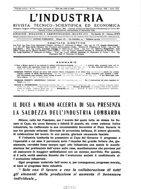 L'industria rivista tecnica ed economica illustrata