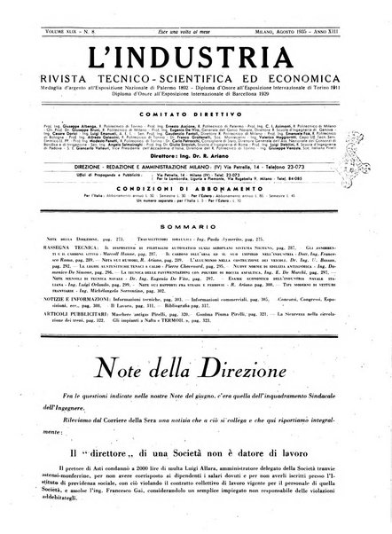 L'industria rivista tecnica ed economica illustrata