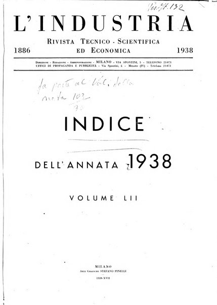 L'industria rivista tecnica ed economica illustrata