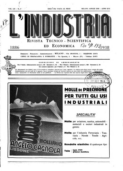 L'industria rivista tecnica ed economica illustrata