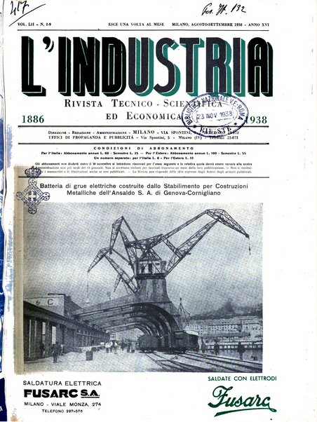 L'industria rivista tecnica ed economica illustrata