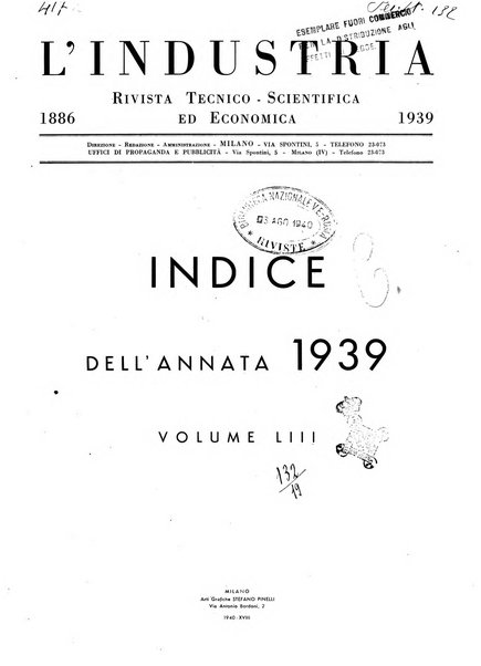 L'industria rivista tecnica ed economica illustrata