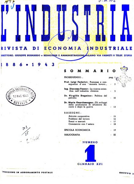 L'industria rivista tecnica ed economica illustrata