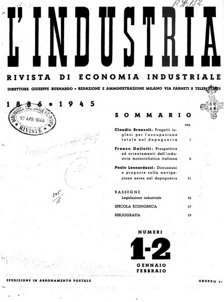 L'industria rivista tecnica ed economica illustrata