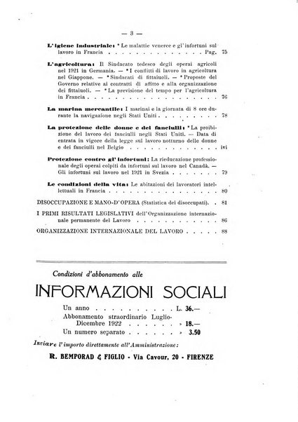Informazioni sociali pubblicazione mensile curata dall'Ufficio corrispondente di Roma dell'Ufficio internazionale del lavoro, Ginevra