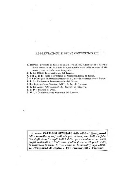 Informazioni sociali pubblicazione mensile curata dall'Ufficio corrispondente di Roma dell'Ufficio internazionale del lavoro, Ginevra