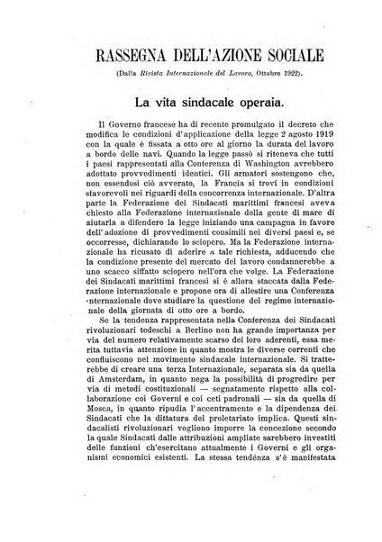 Informazioni sociali pubblicazione mensile curata dall'Ufficio corrispondente di Roma dell'Ufficio internazionale del lavoro, Ginevra