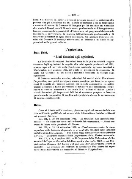 Informazioni sociali pubblicazione mensile curata dall'Ufficio corrispondente di Roma dell'Ufficio internazionale del lavoro, Ginevra