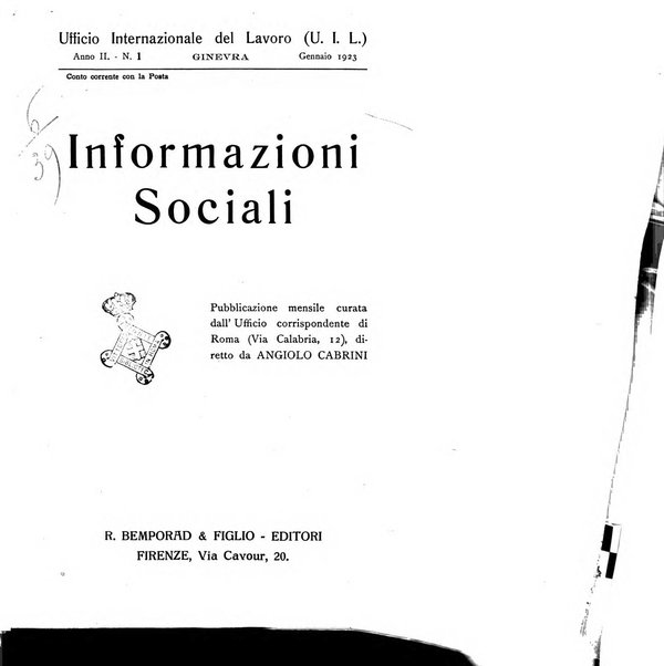 Informazioni sociali pubblicazione mensile curata dall'Ufficio corrispondente di Roma dell'Ufficio internazionale del lavoro, Ginevra