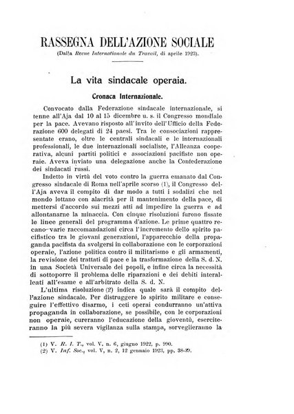 Informazioni sociali pubblicazione mensile curata dall'Ufficio corrispondente di Roma dell'Ufficio internazionale del lavoro, Ginevra