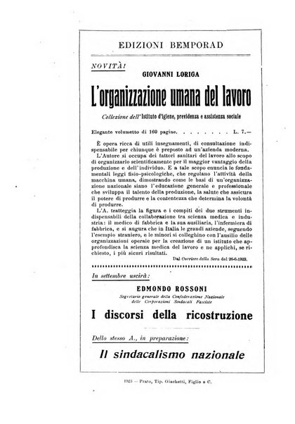 Informazioni sociali pubblicazione mensile curata dall'Ufficio corrispondente di Roma dell'Ufficio internazionale del lavoro, Ginevra