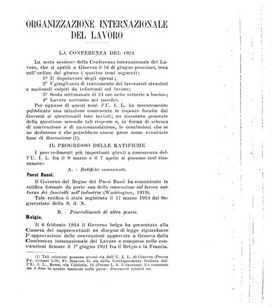 Informazioni sociali pubblicazione mensile curata dall'Ufficio corrispondente di Roma dell'Ufficio internazionale del lavoro, Ginevra