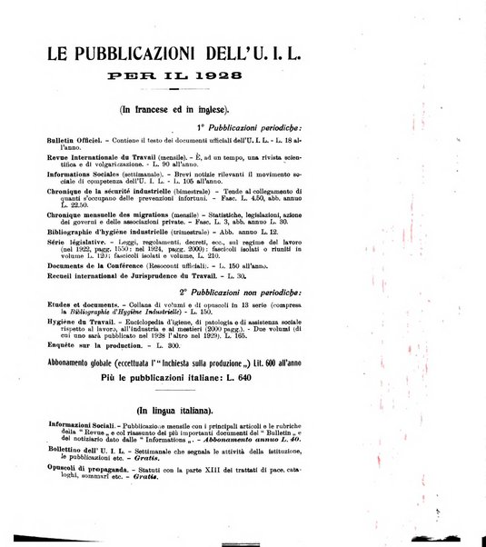 Informazioni sociali pubblicazione mensile curata dall'Ufficio corrispondente di Roma dell'Ufficio internazionale del lavoro, Ginevra