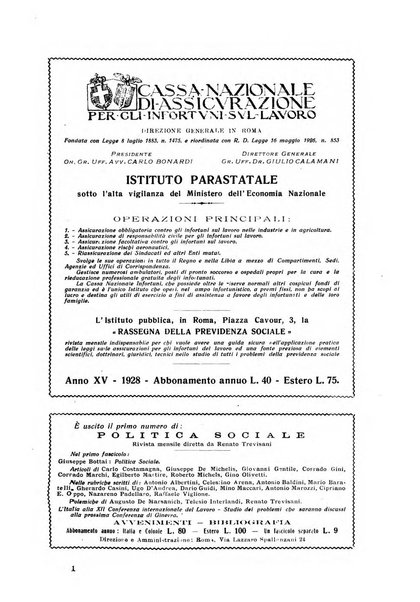 Informazioni sociali pubblicazione mensile curata dall'Ufficio corrispondente di Roma dell'Ufficio internazionale del lavoro, Ginevra