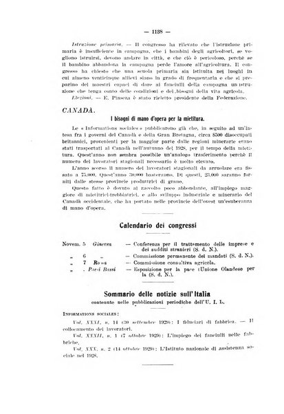 Informazioni sociali pubblicazione mensile curata dall'Ufficio corrispondente di Roma dell'Ufficio internazionale del lavoro, Ginevra