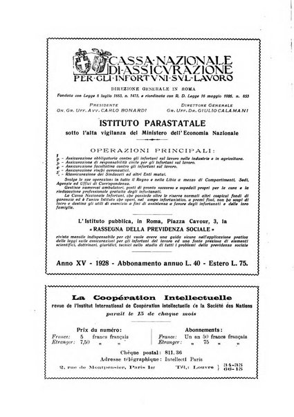 Informazioni sociali pubblicazione mensile curata dall'Ufficio corrispondente di Roma dell'Ufficio internazionale del lavoro, Ginevra