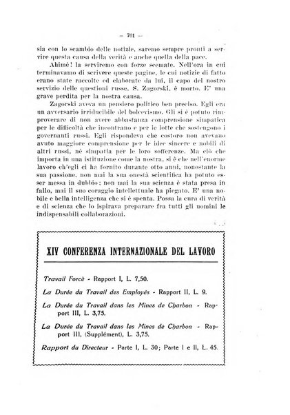 Informazioni sociali pubblicazione mensile curata dall'Ufficio corrispondente di Roma dell'Ufficio internazionale del lavoro, Ginevra