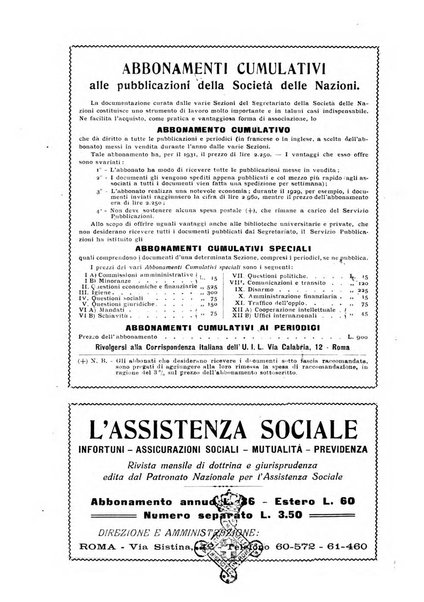 Informazioni sociali pubblicazione mensile curata dall'Ufficio corrispondente di Roma dell'Ufficio internazionale del lavoro, Ginevra