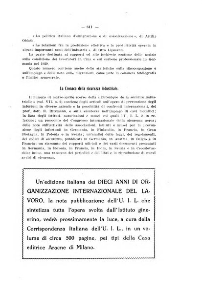 Informazioni sociali pubblicazione mensile curata dall'Ufficio corrispondente di Roma dell'Ufficio internazionale del lavoro, Ginevra