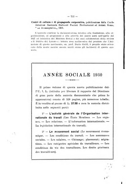 Informazioni sociali pubblicazione mensile curata dall'Ufficio corrispondente di Roma dell'Ufficio internazionale del lavoro, Ginevra