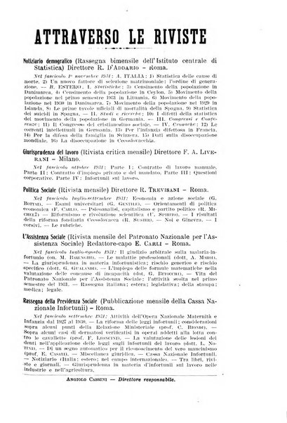 Informazioni sociali pubblicazione mensile curata dall'Ufficio corrispondente di Roma dell'Ufficio internazionale del lavoro, Ginevra