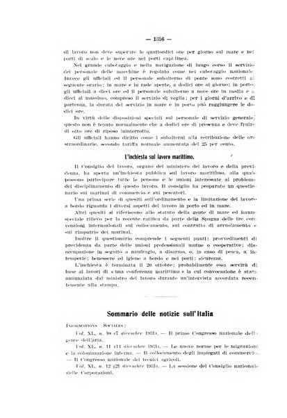 Informazioni sociali pubblicazione mensile curata dall'Ufficio corrispondente di Roma dell'Ufficio internazionale del lavoro, Ginevra