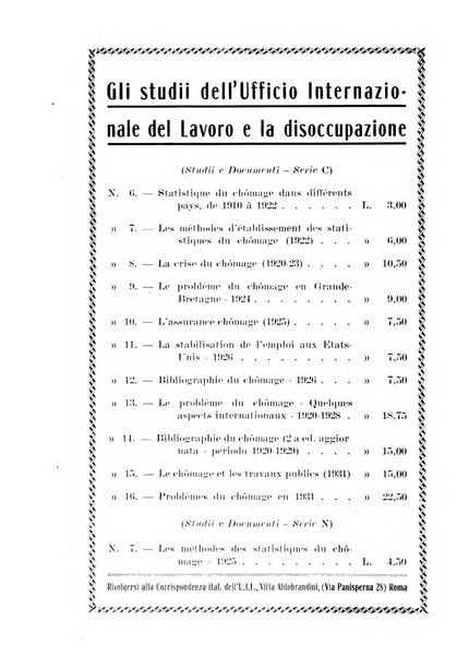 Informazioni sociali pubblicazione mensile curata dall'Ufficio corrispondente di Roma dell'Ufficio internazionale del lavoro, Ginevra