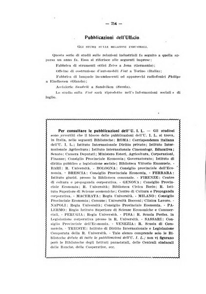 Informazioni sociali pubblicazione mensile curata dall'Ufficio corrispondente di Roma dell'Ufficio internazionale del lavoro, Ginevra