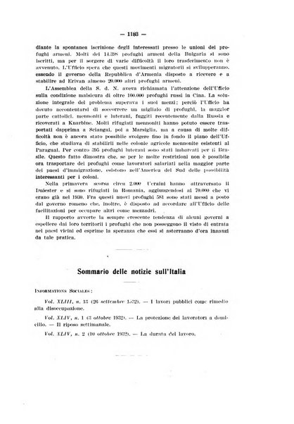 Informazioni sociali pubblicazione mensile curata dall'Ufficio corrispondente di Roma dell'Ufficio internazionale del lavoro, Ginevra