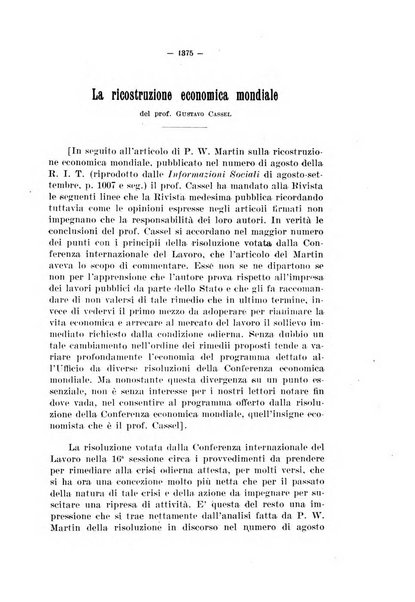 Informazioni sociali pubblicazione mensile curata dall'Ufficio corrispondente di Roma dell'Ufficio internazionale del lavoro, Ginevra