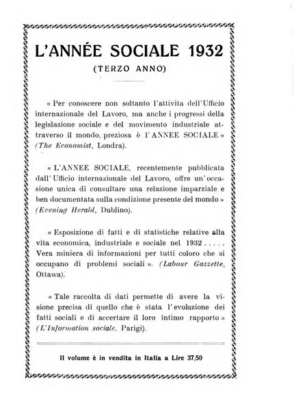 Informazioni sociali pubblicazione mensile curata dall'Ufficio corrispondente di Roma dell'Ufficio internazionale del lavoro, Ginevra