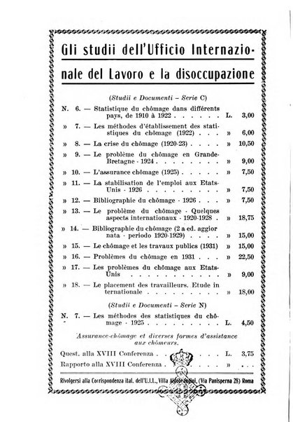 Informazioni sociali pubblicazione mensile curata dall'Ufficio corrispondente di Roma dell'Ufficio internazionale del lavoro, Ginevra