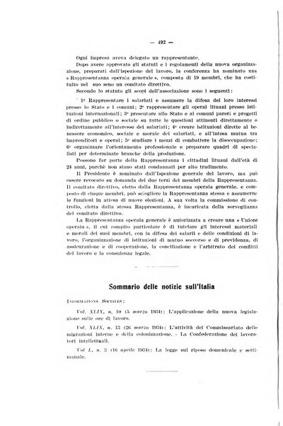 Informazioni sociali pubblicazione mensile curata dall'Ufficio corrispondente di Roma dell'Ufficio internazionale del lavoro, Ginevra