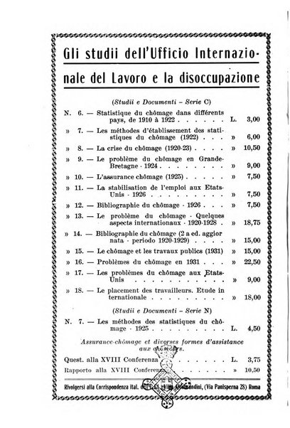 Informazioni sociali pubblicazione mensile curata dall'Ufficio corrispondente di Roma dell'Ufficio internazionale del lavoro, Ginevra