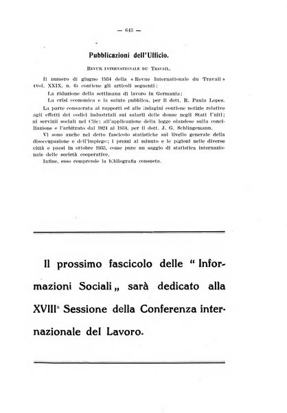 Informazioni sociali pubblicazione mensile curata dall'Ufficio corrispondente di Roma dell'Ufficio internazionale del lavoro, Ginevra