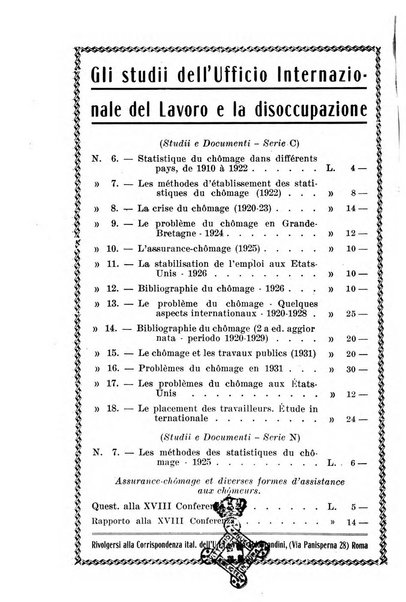 Informazioni sociali pubblicazione mensile curata dall'Ufficio corrispondente di Roma dell'Ufficio internazionale del lavoro, Ginevra