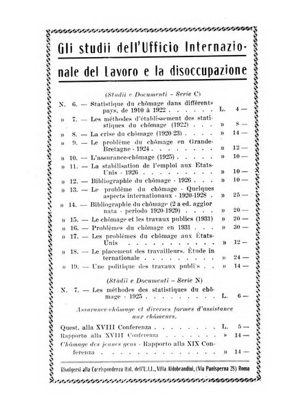 Informazioni sociali pubblicazione mensile curata dall'Ufficio corrispondente di Roma dell'Ufficio internazionale del lavoro, Ginevra